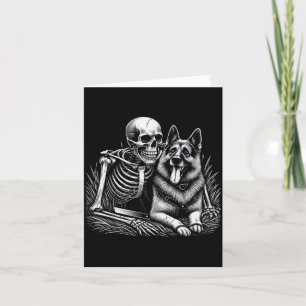 Lustiger Skelettschädel mit Deutschem Schäferhund Karte