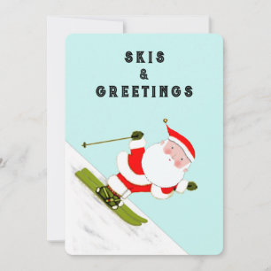 Lustiger Skifahrender Weihnachtsmann Feiertagskarte