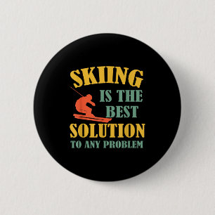 Lustiger Skifahrer Skifahrer Wintersport-Enthusias Button