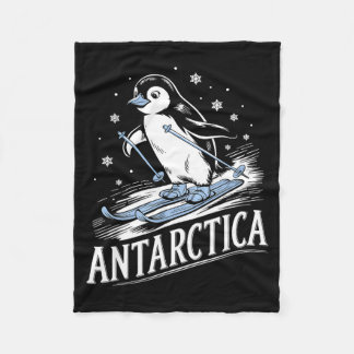 Lustiger Skilanglauf Pinguin Antarktika Winterurla Fleecedecke
