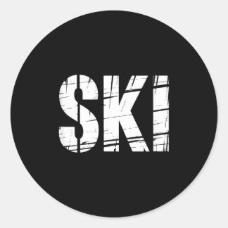 Lustiger Skispruch abgenutzter Outdoor-Witz Männer Runder Aufkleber
