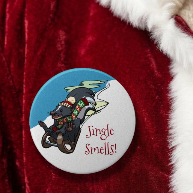 Lustiger Skunk auf Schlitten als Weihnachtsstrumpf Button (Von Creator hochgeladen)