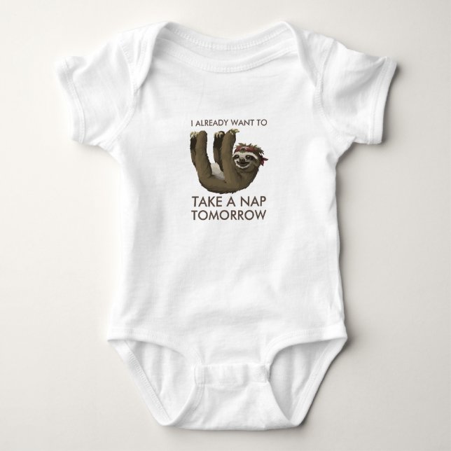 Lustiger Sloth, den ich bereits will, um ein Baby Strampler (Vorderseite)
