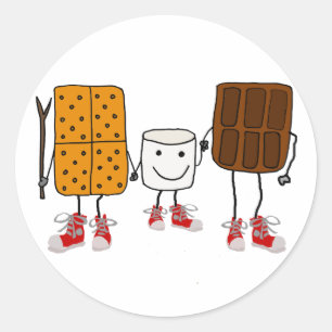 Lustiger Smores Charakter-Cartoon Runder Aufkleber