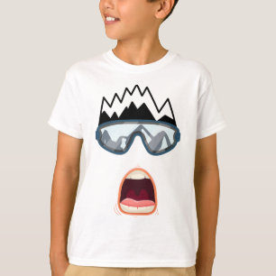 Lustiger Snowboard Snowboarder Skifahren Gesicht L T-Shirt