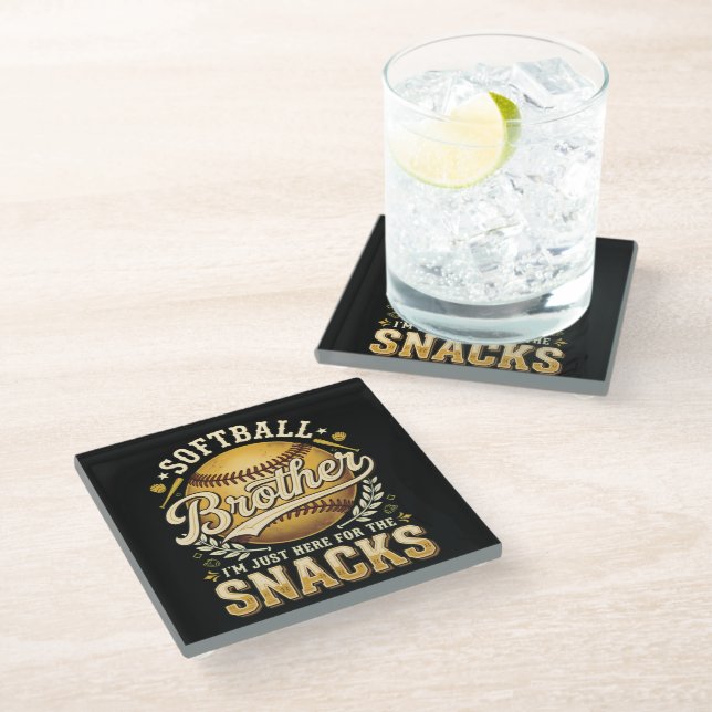 Lustiger Softball-Bruder Snacks Sport Glasuntersetzer (Schrägansicht)