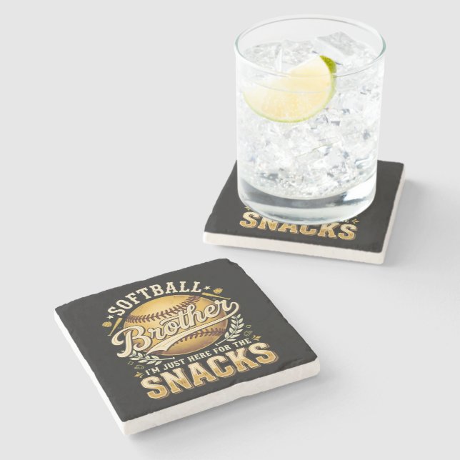 Lustiger Softball-Bruder Snacks Sport Steinuntersetzer (Seitenansicht)