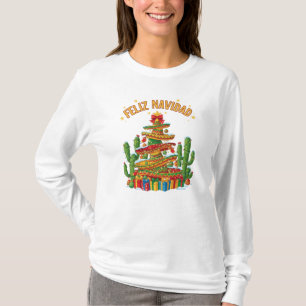 Lustiger Sombrero-Stapel Weihnachtsbaum Feliz Navi T-Shirt