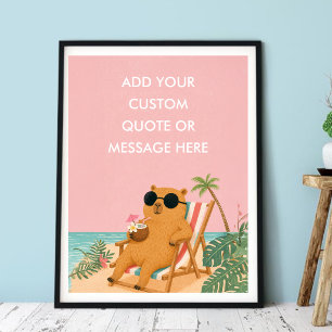 Lustiger Sommer Capybara Strand - Erstelle Deinen  Poster