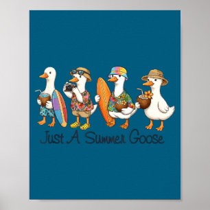 Lustiger Sommer Gans Strand Ente Surfen Urlaub süß Poster
