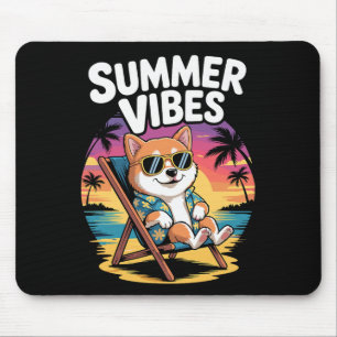 Lustiger Sommer Shi Inu Strand Hund Urlaub Mousepad