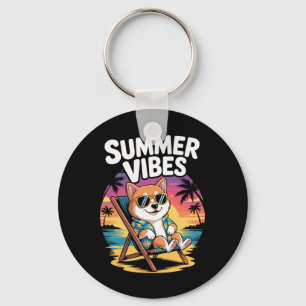 Lustiger Sommer Shi Inu Strand Hund Urlaub Schlüsselanhänger
