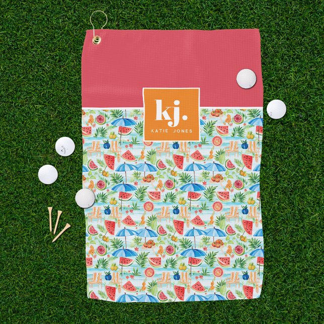 Lustiger Sommer Stilvolles Monogramm Golfhandtuch (Von Creator hochgeladen)