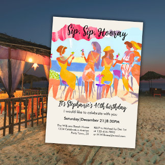 Lustiger Sommer-Strand-Cocktail-Frauen-40. Geburts Einladung