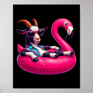 Lustiger Sommerziege Rosa Poolparty Hawaiian Somme Poster
