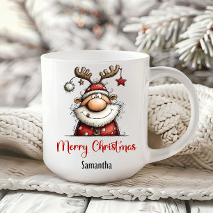 Lustiger Sonderbarer Weihnachtsmann Handgezeichnet Kaffeetasse