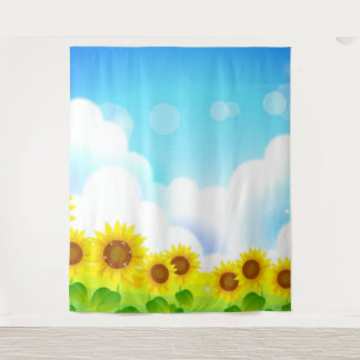 Lustiger Sonnenblumen-Foto-Hintergrund-Teppich Wandteppich