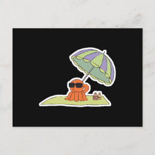 Lustiger Sonnenbräunungs-Strand-Oktopus Postkarte
