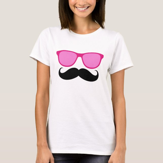 Lustiger Sonnenbrille-Schnurrbart-Damen-T - Shirt (Vorderseite)