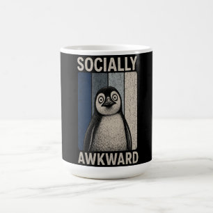 Lustiger sozial unbeholfener Pinguin Retro-Humor Kaffeetasse