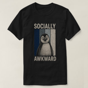 Lustiger sozial unbeholfener Pinguin Retro-Humor T-Shirt