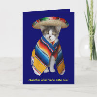 Lustiger spanischer Katzen-/Miezekatze-Geburtstag
