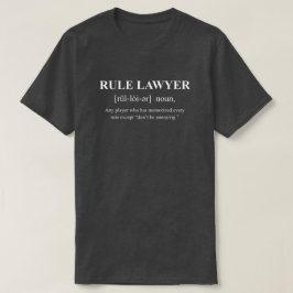 Lustiger Spieldefinitions-Regelanwalt Mit Weißem T T-Shirt