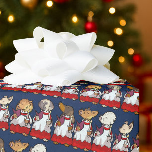 Lustiger Spielzeughund-Chor Weihnachtsliedsänger Y Geschenkpapier