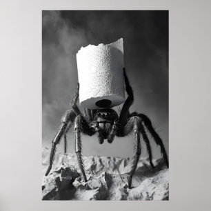 Lustiger Spinnen-Toilettenpapier-Rollen-Badezimmer Poster