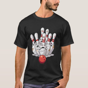Lustiger Sportbowler erschreckte Bowlingpins Retro T-Shirt