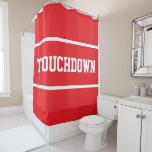 Lustiger Sportlicher Helles Rot TOUCHDOWN Weißer T Duschvorhang