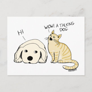 Lustiger sprechender Hund und Katzen-Cartoon-Witz Postkarte