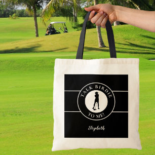 Lustiger Sprechvogel Mir Zum Golfer Schwarz & Weiß Tragetasche