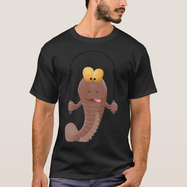 Lustiger springender Schlammspringer-Fisch-Cartoon T-Shirt (Vorderseite)