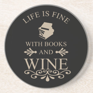Lustiger Spruch für Bücher- und Weinliebhaber Getränkeuntersetzer
