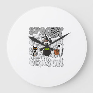 Lustiger Spruch Gruseliger Saison Halloween Katze Große Wanduhr