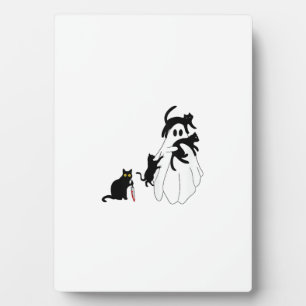 Lustiger Spruch Gruselzeit Halloween Katze Geist F Fotoplatte