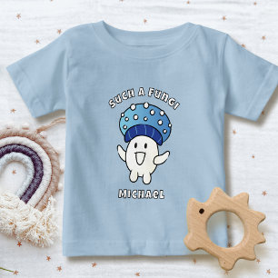 Lustiger Spruch Kawaii Pilz Cartoon Pilze Blau  Baby T-shirt