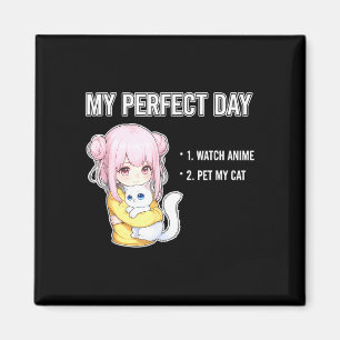 Lustiger Spruch mein Tag Anime schauen meine Katze Magnet