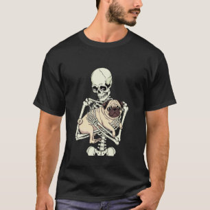 Lustiger Spruch Skelett hält Pug-Hund Gothic-Humor T-Shirt