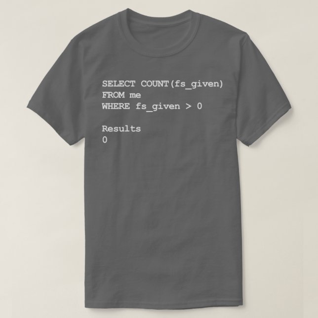 Lustiger SQL-Programmierwitz Entwickler  T-Shirt (Design vorne)