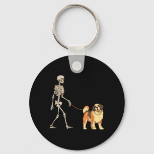 Lustiger St. Bernhard-Skelett-Hund, der Halloween  Schlüsselanhänger