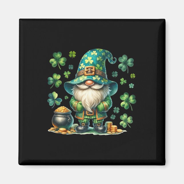 Lustiger St. Paddys Day Gnom mit St. Patricks Day  Magnet (Vorne)