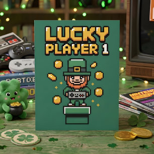 Lustiger St. Patrick Tag Gamer Pixel Feiertagskarte