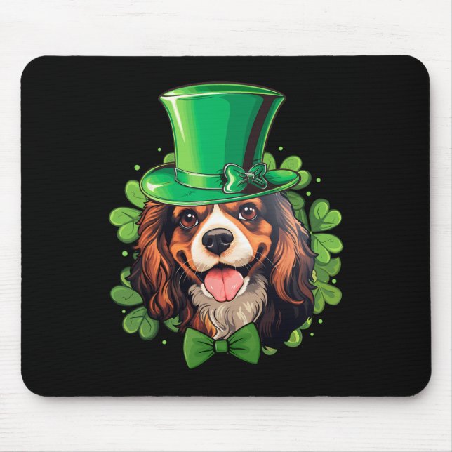 Lustiger St. Patricks Cavalier King Charles Spanie Mousepad (Vorne)