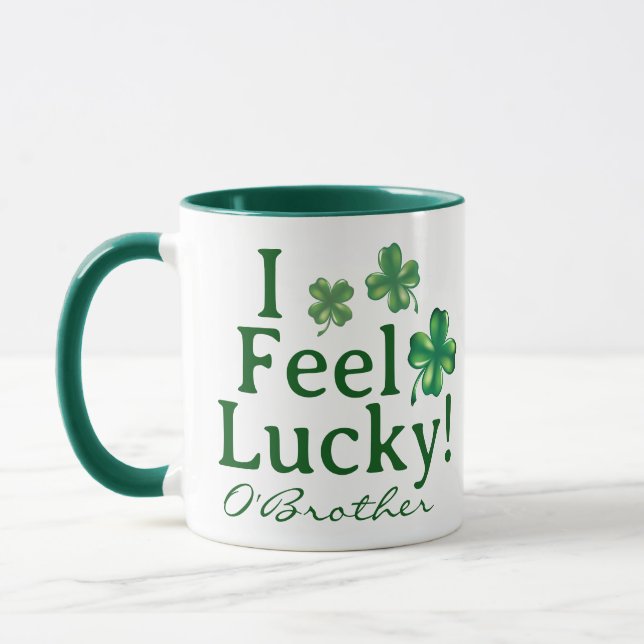 Lustiger St. Patrick's Day - Ich fühle mich glückl Tasse (Links)
