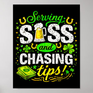 Lustiger St. Patricks Day Kellnerin Barkeeper Kell Poster