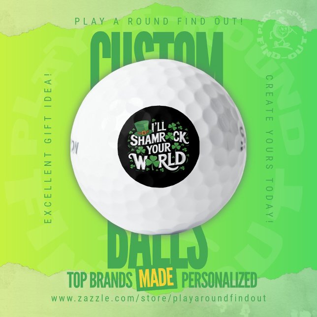 Lustiger St. Patrick's Day Shamrock Klee Titleist Golfball (Custom golf balls by Play A Round Find Out, "I'll Shamrock Your World" cover St. Patrick's Day)