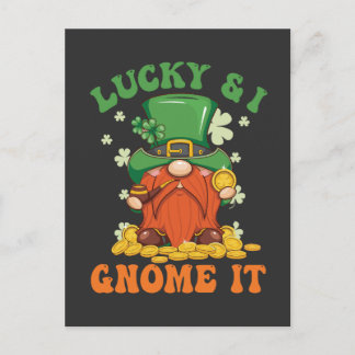 Lustiger St. Patrick's Glück und ich Gnom es Irisc Einladungspostkarte