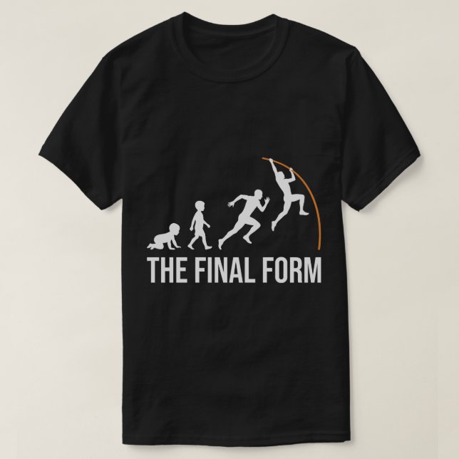 Lustiger Stabhochspringer Evolution Endform  T-Shirt (Design vorne)